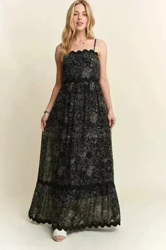 Floral Maxi Cami Dress – Adjustable Straps & Flowy Silhouette - Femstylo