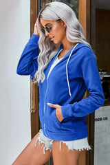 Casual Blue Zip-up Hoodie Jacket - Femstylo