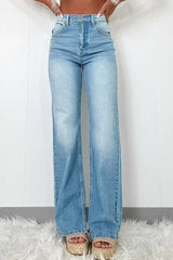 Myosotis Ripped High Rise Slit Jeans - Femstylo