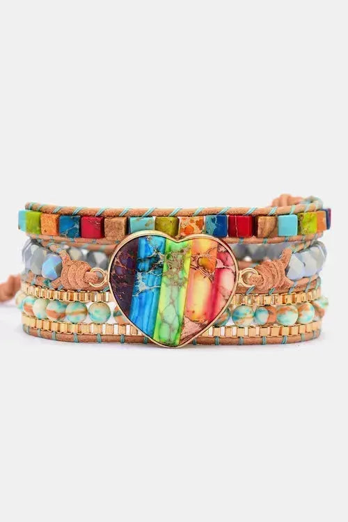 Imperial Jasper Bracelet | Crystal Layered Jewelry | Natural Stone