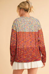 Multicolor Colorblock Confetti Knit Sweater - Femstylo