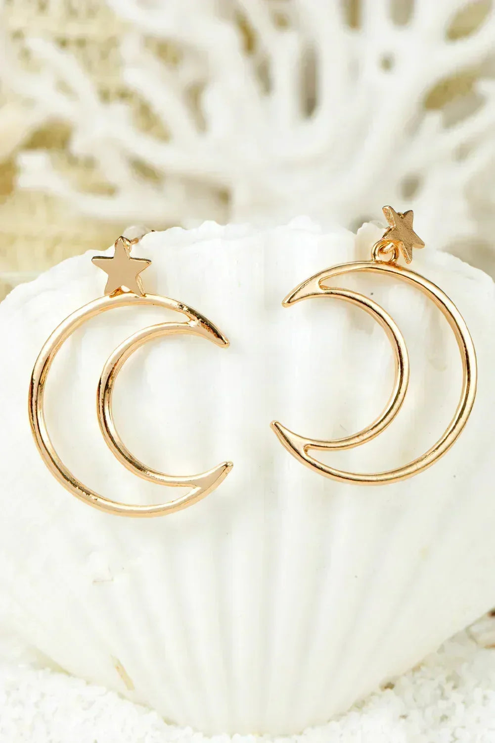 Gold Star & Moon Plated Alloy Earrings – Femstylo