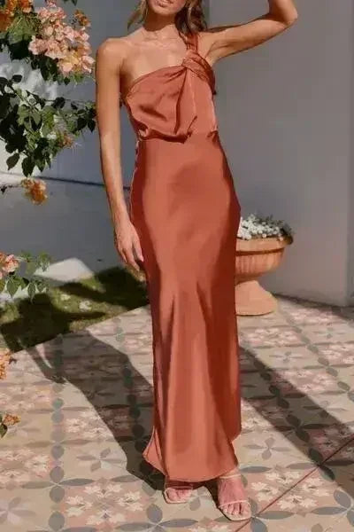 One Shoulder Sleeveless Maxi Dress - Femstylo