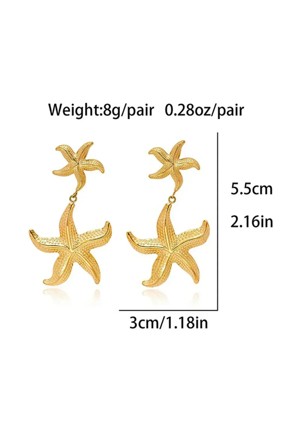 Gold Alloy Starfish Stud Dangle Earrings – Femstylo
