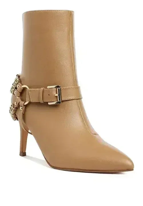 Buckle Harness Stiletto Boots - 3" Heel | Femstylo - Femstylo