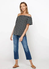Women's Off Shoulder Top In Black Blue Avocado | Femstylo - Femstylo