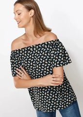 Women's Off Shoulder Top In Black Blue Avocado | Femstylo - Femstylo