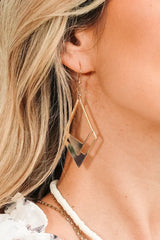 Gold Geometric Hollow Out Drop Earrings