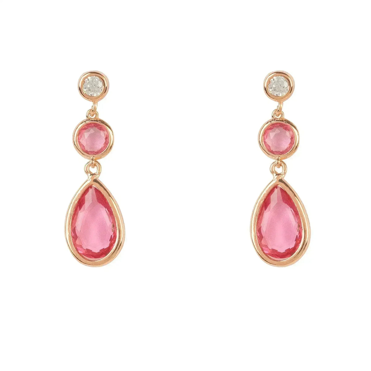 Tuscany Gemstone Drop Earring Rose Gold Pink Tourmaline - Femstylo