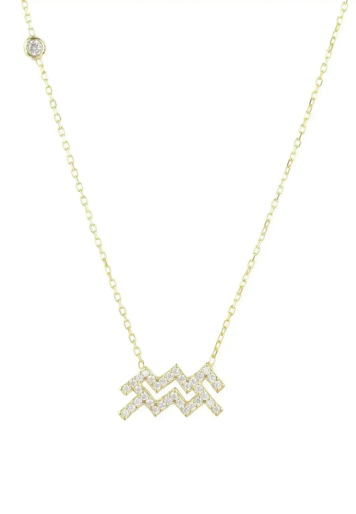 Zodiac Star Sign Pendant Necklace Gold Aquarius - Femstylo