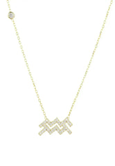 Zodiac Star Sign Pendant Necklace Gold Aquarius - Femstylo