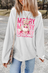 White Twisted Ribbed Merry Christmas Nutcracker King Heat Transfer Printing Sweatshirt