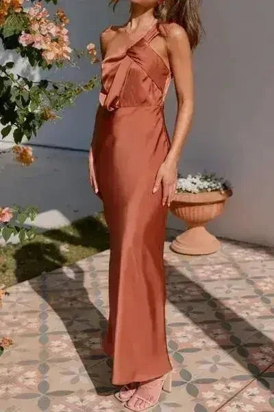One Shoulder Sleeveless Maxi Dress - Femstylo