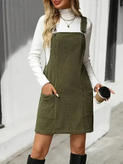 Texture Sleeveless Mini Dress with Pockets - Femstylo