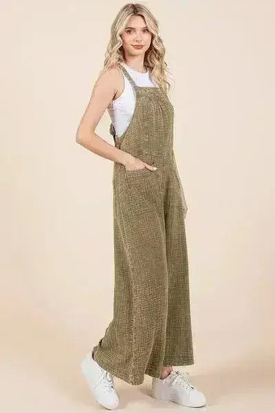 Mittoshop Textured Wide Leg Overalls - Femstylo