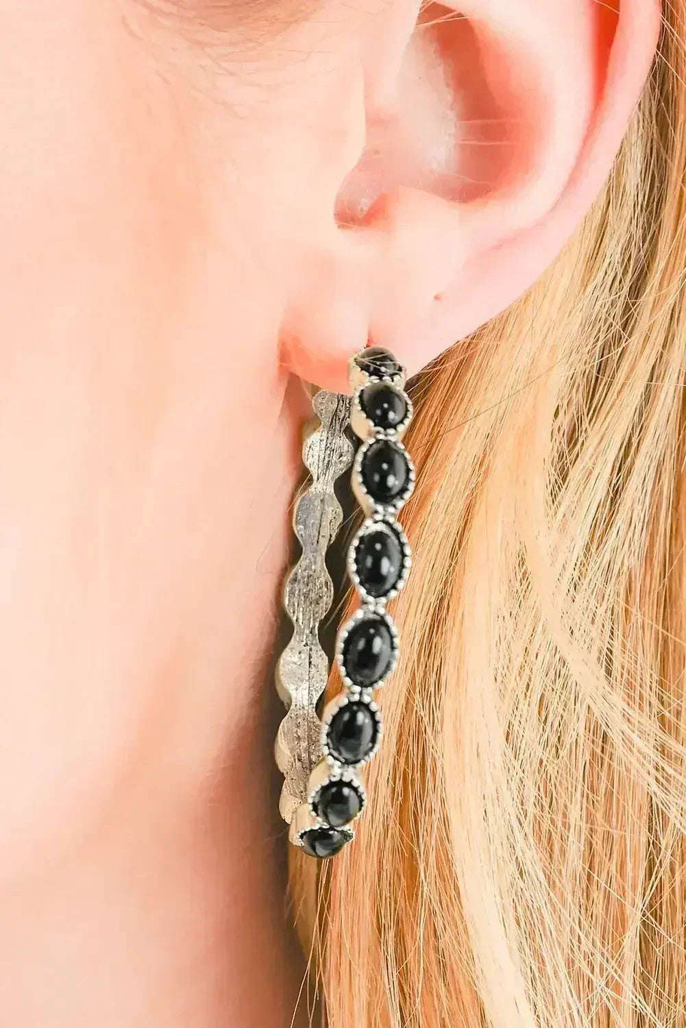 Bonbon Turquoise Big Circle C Shaped Earrings - Femstylo