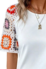 Geometric Round Neck Short Sleeve Blouse | Femstylo - Femstylo