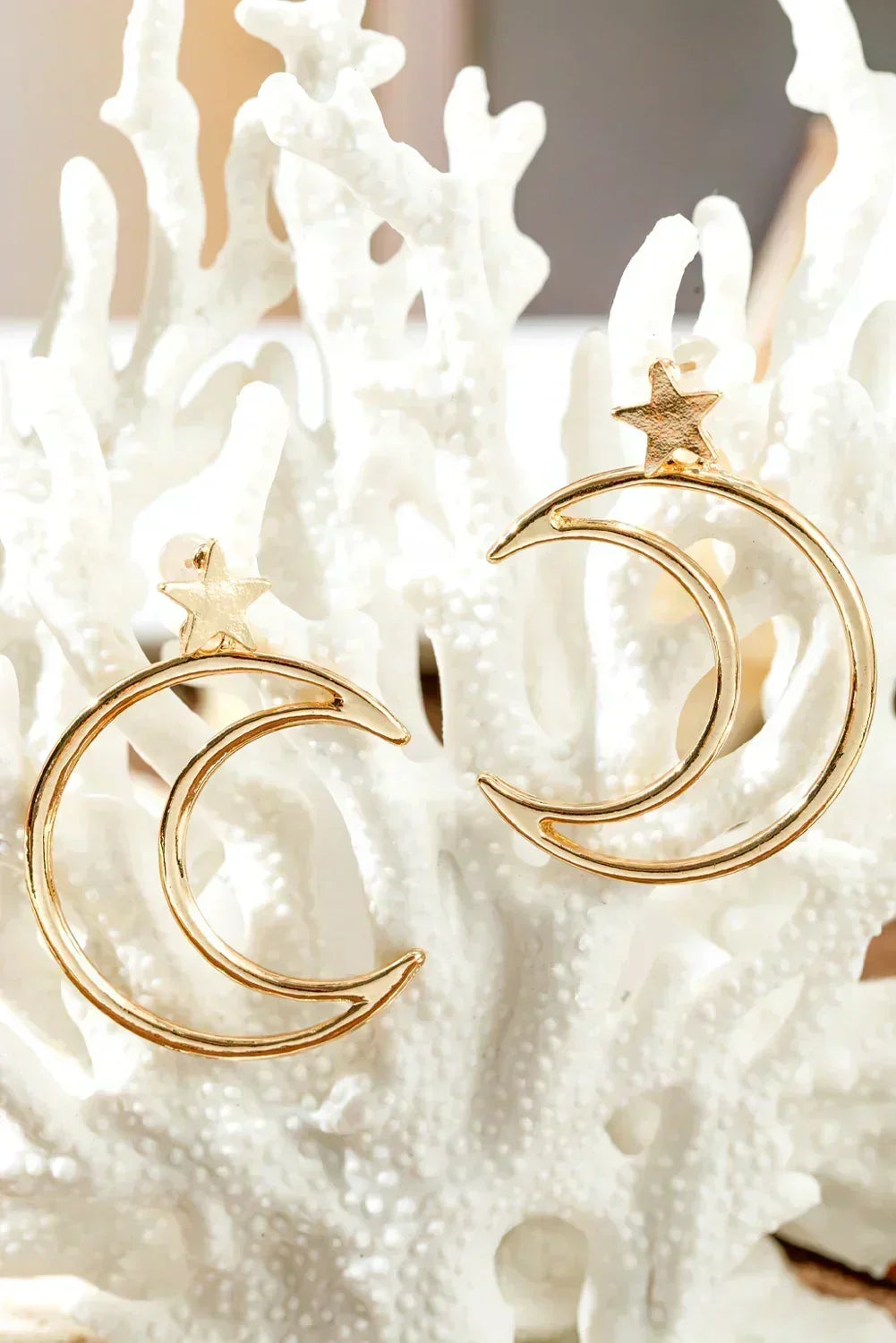 Gold Star & Moon Plated Alloy Earrings – Femstylo