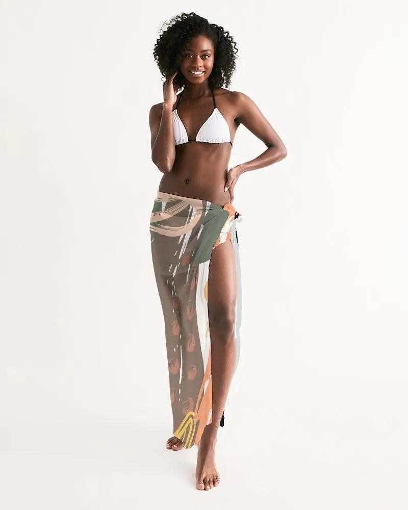 Sheer Circular Multicolor Green Swimsuit Cover Up
