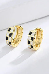 Gold Checkerboard Small Hoop Earrings - Femstylo