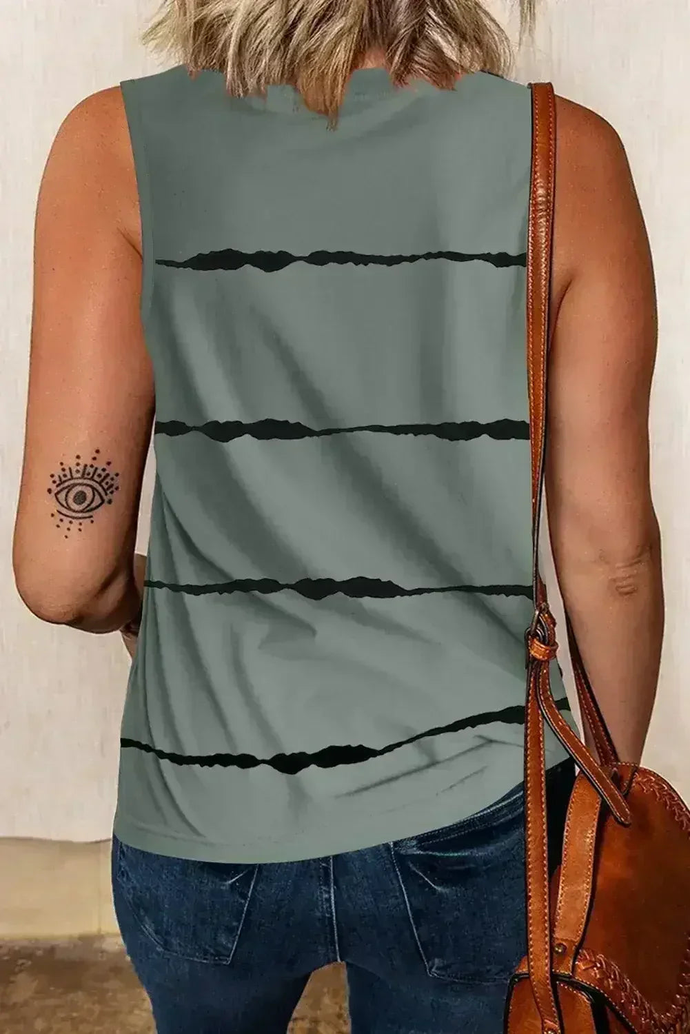 Apricot Allover Leopard Print Round Neck Tank Top - Femstylo