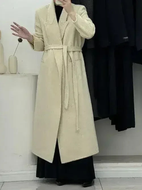 Angora Red Women's Loose Double-Sided Wool Overcoat – Elegant & Cozy - Femstylo
