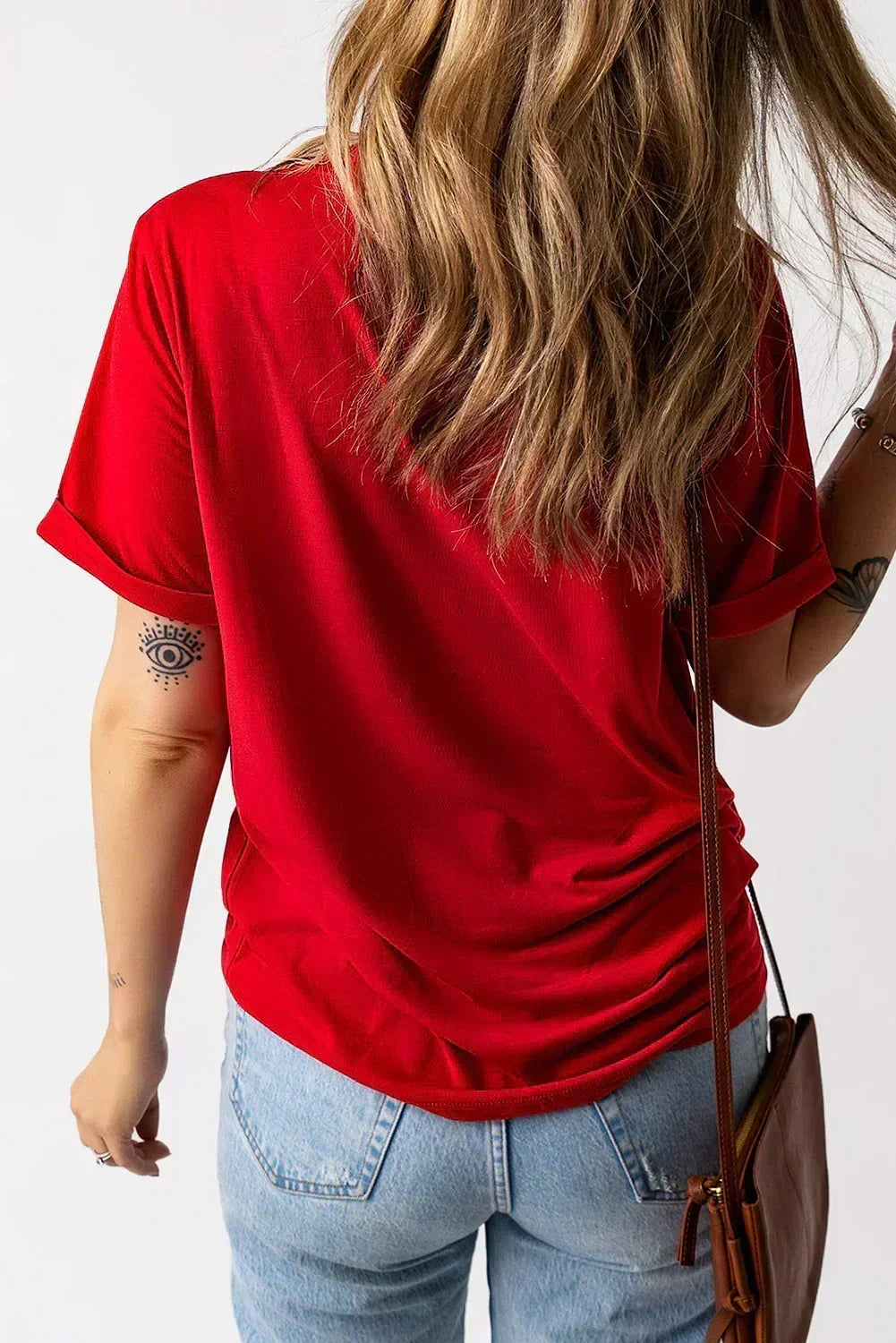 Red Star USA Print Crewneck T Shirt
