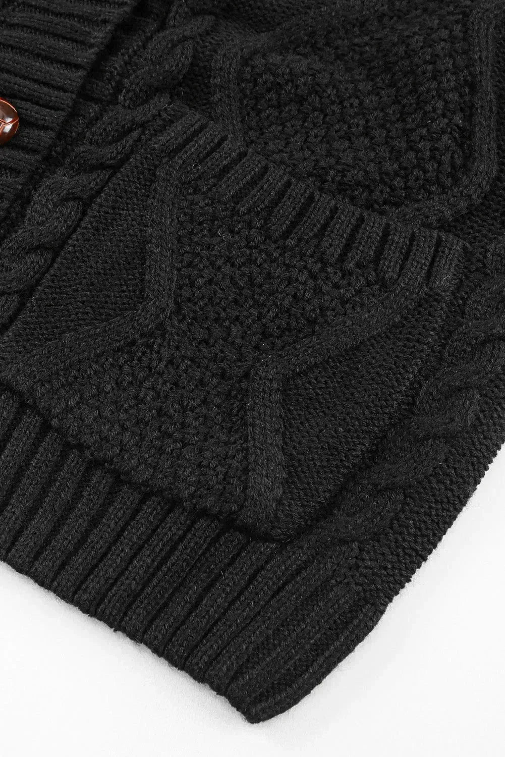 Textured Black Cardigan | Button-Front w/Pockets | Sizes S-3XL