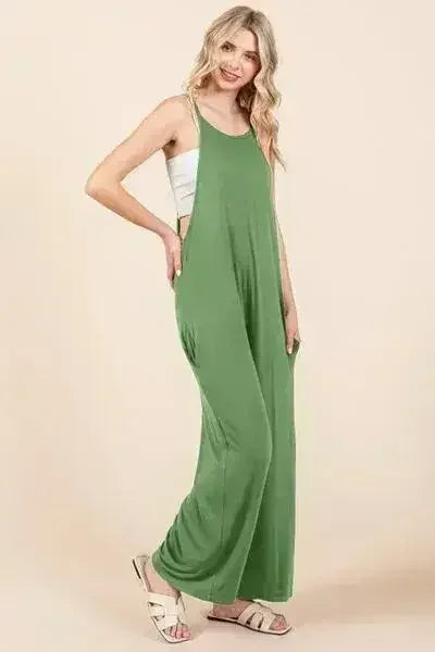 Culture Code Full Size Sleeveless Wide Leg Jumpsuit with Pockets - Femstylo