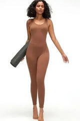 Crisscross Wide Strap Active Jumpsuit - Femstylo
