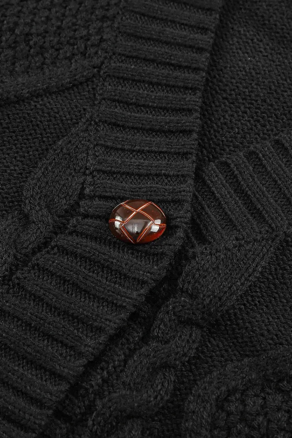 Textured Black Cardigan | Button-Front w/Pockets | Sizes S-3XL