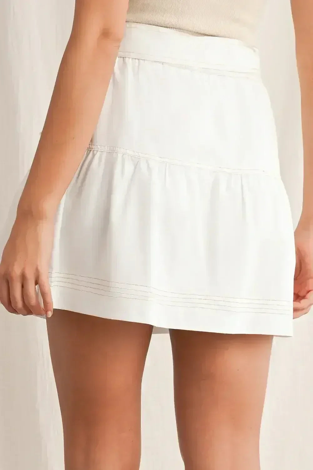 White Knot High Waist Casual Mini Skirt - Femstylo