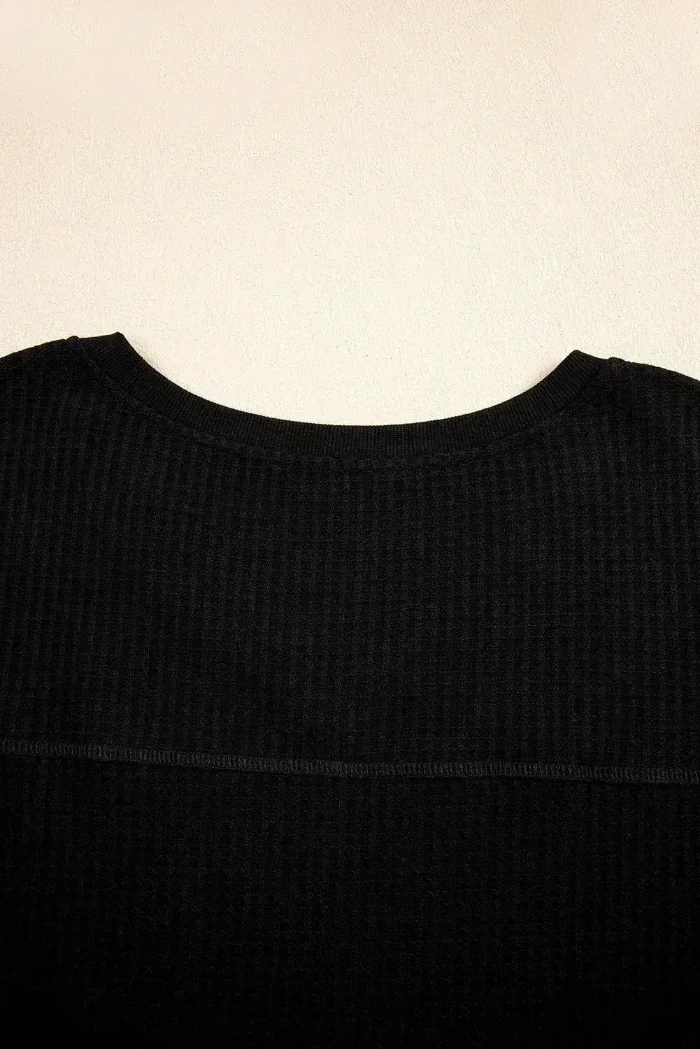 White Waffle Texture V Neck Drop Shoulder Loose Tee - Femstylo