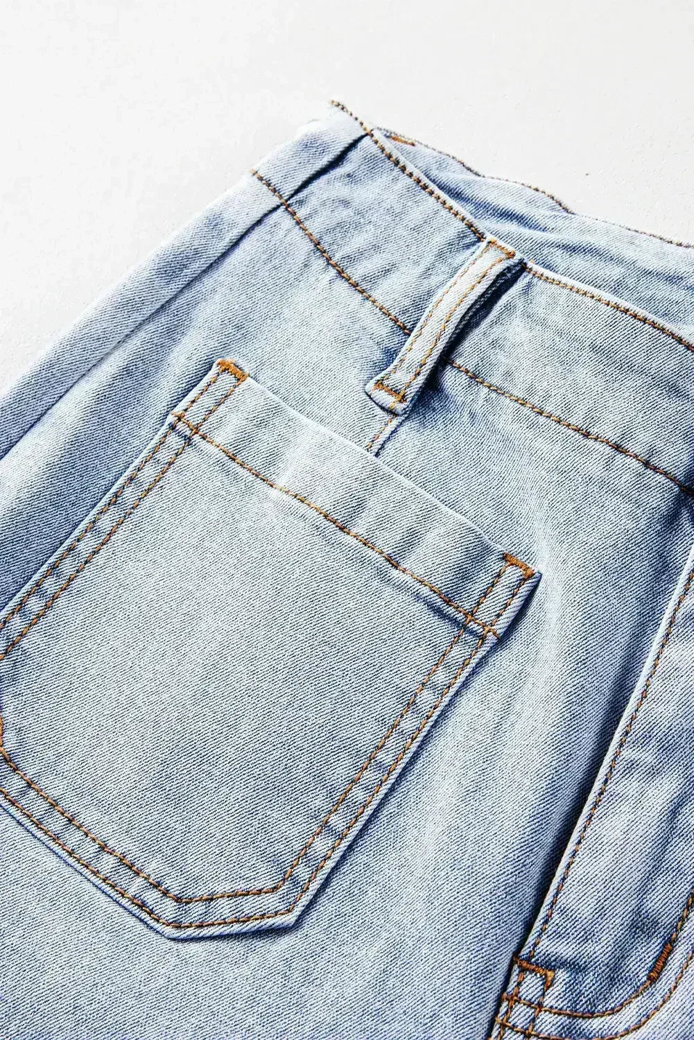 Beau Blue Acid Washed Contrast Hem Pocketed Cropped Jeans - Femstylo
