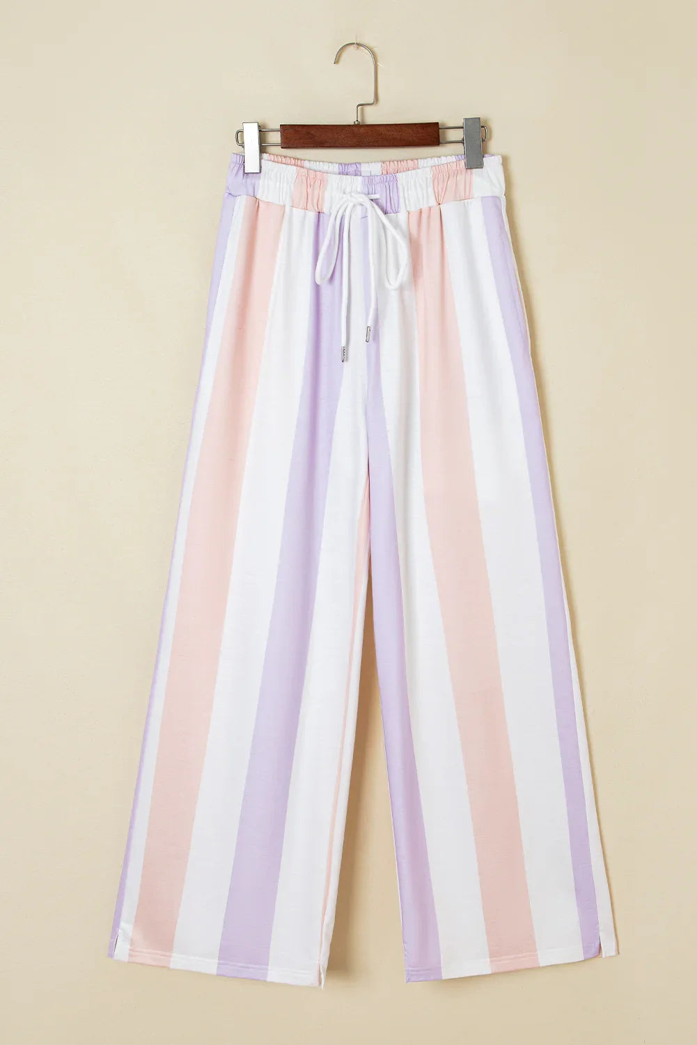 Purple Striped Colorblock High Waist Wide Leg Pants