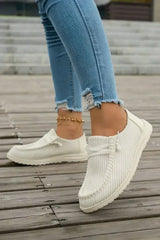 White Lace Up Casual Shoes - Femstylo