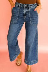 Ashleigh Blue Cropped High Rise Wide Leg Jeans - Femstylo