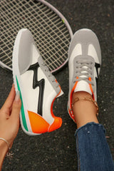 White Colorblock Sneakers - PU Leather Lace-Ups - Wholesale Trend Shoe