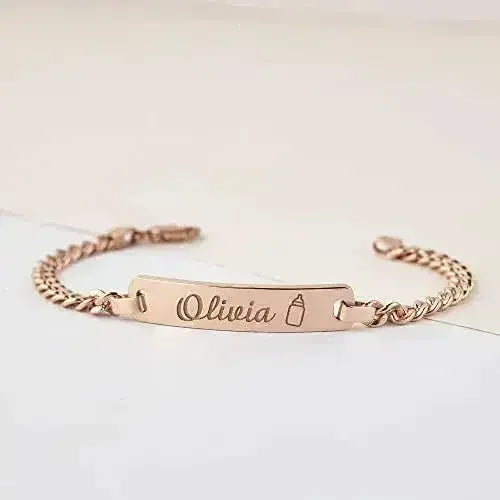 Baby Name Bracelet, Toddler Bracelet, Baby Shower Gift, Children's ID - Femstylo