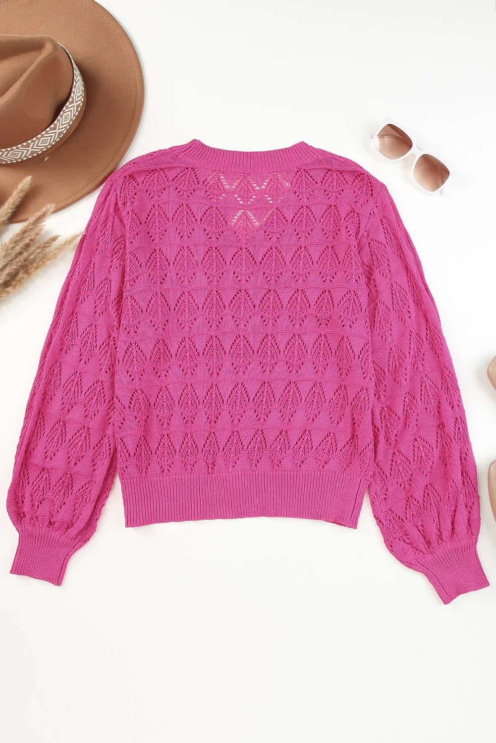 Green Lightweight Buttoned Front Crochet Cardigan
