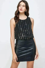 Sleeveless Textured Shift Dress – Modern Glamour - Femstylo
