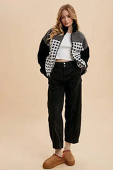 Annie Wear Plaid Zip Up Drop Shoulder Sherpa Jacket - Femstylo