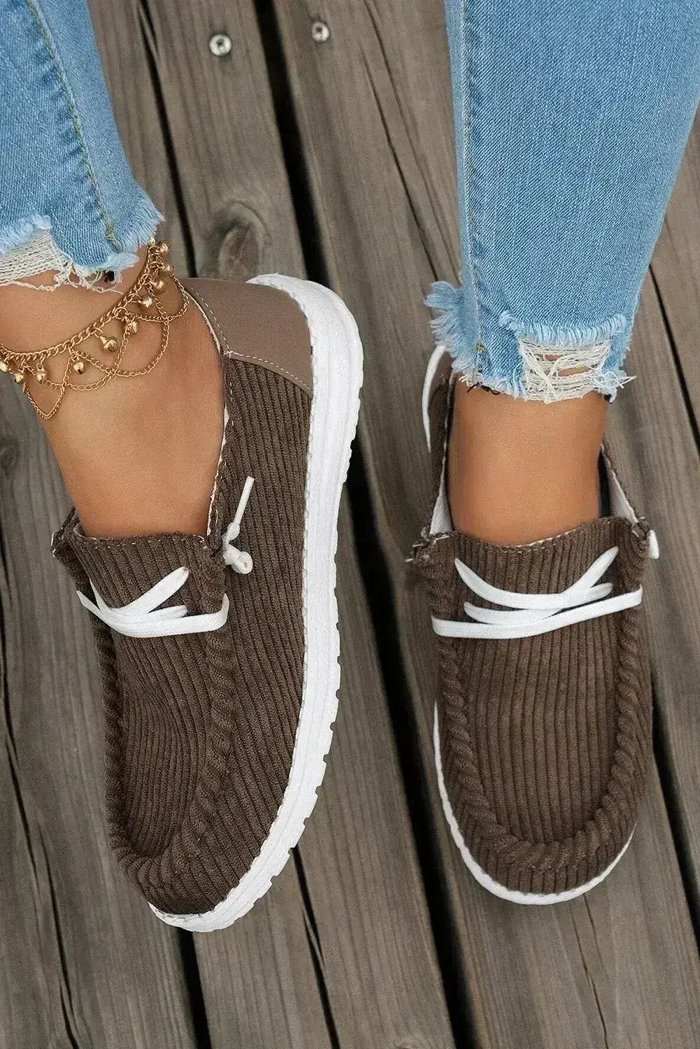White Lace Up Casual Shoes - Femstylo