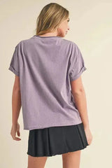 Aemi + Co Exposed Seam Round Neck Short Sleeve T-Shirt
