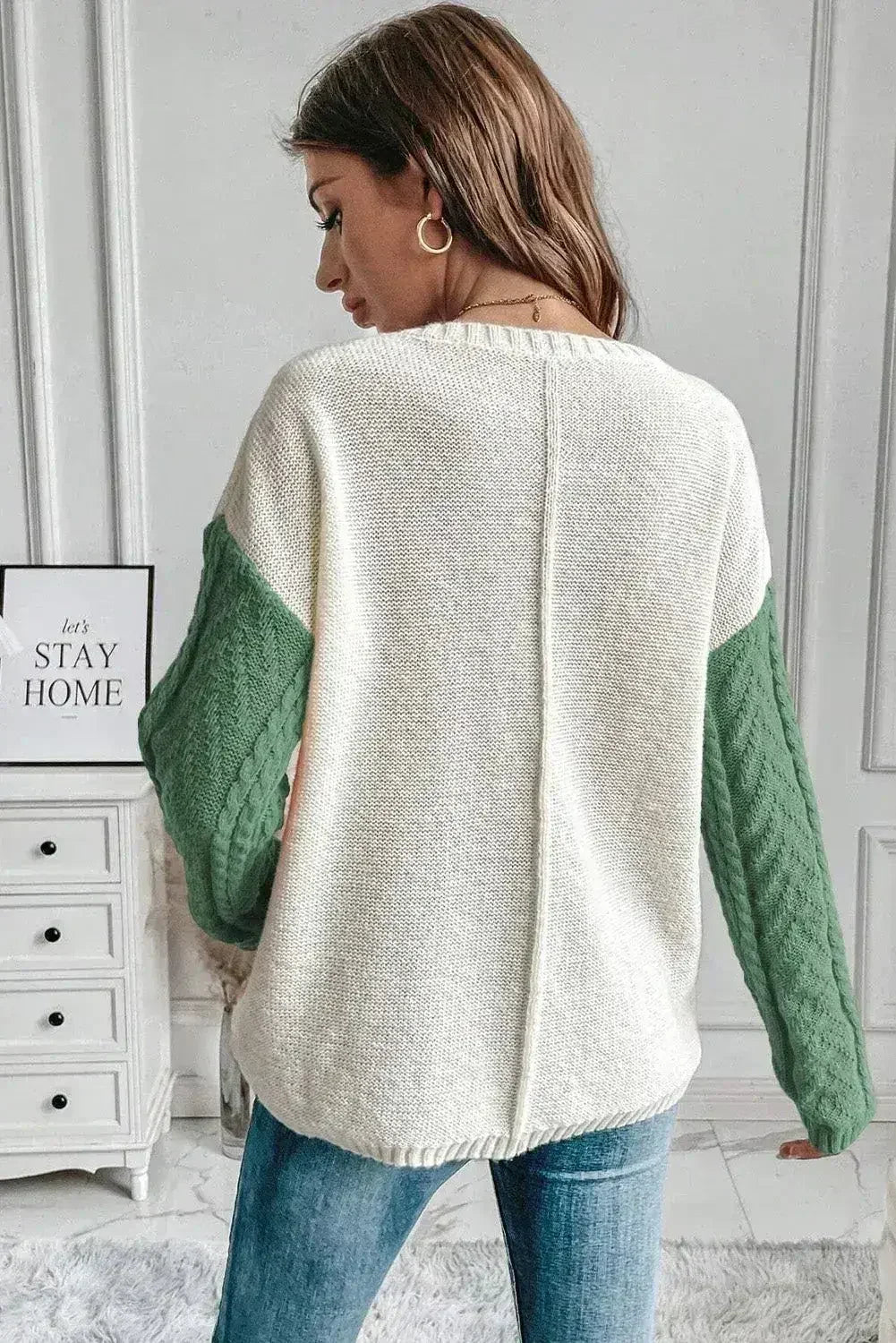 Double Take Full Size Color Block Drop Shoulder Sweater - Femstylo