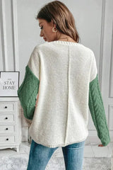 Double Take Full Size Color Block Drop Shoulder Sweater - Femstylo