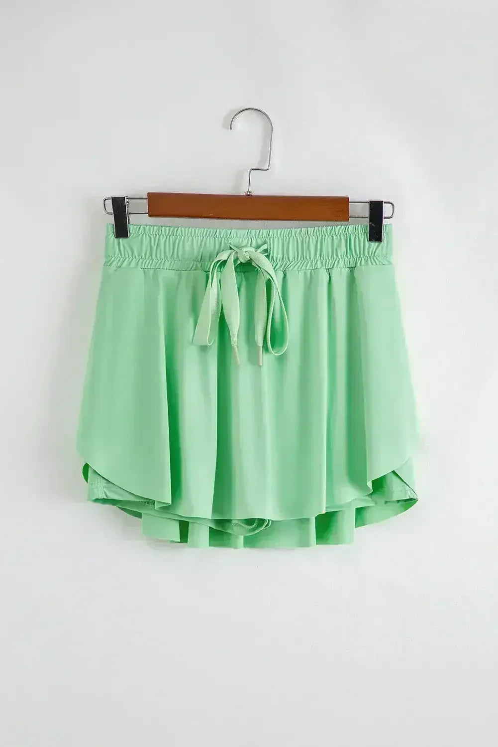 Light Green Drawstring High Waist Lined Tennis Skort - Femstylo
