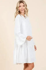 Mittoshop Tiered Notched Flare Sleeve Dress - Femstylo