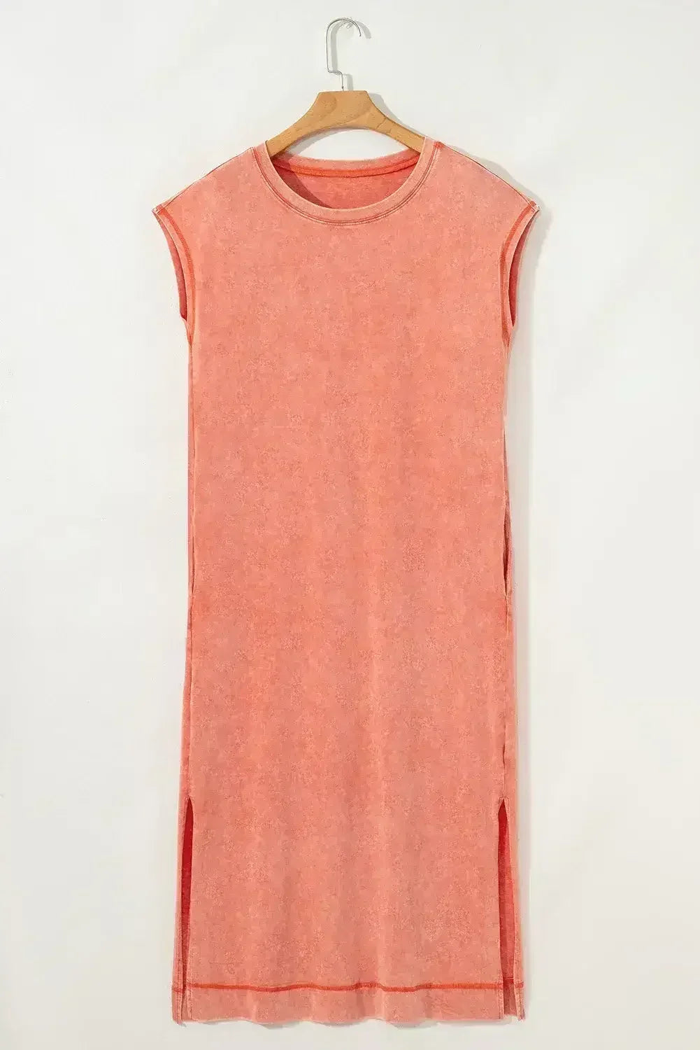 Carrot Mineral Wash Pocketed T-shirt Dress - Femstylo