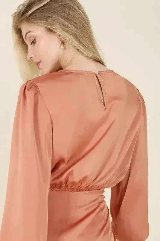 Dressed up satin two-piece mermaid dress set - Femstylo